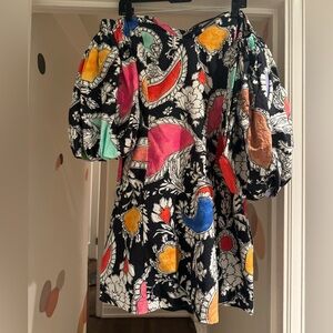 Off the shoulder colorful printed dress